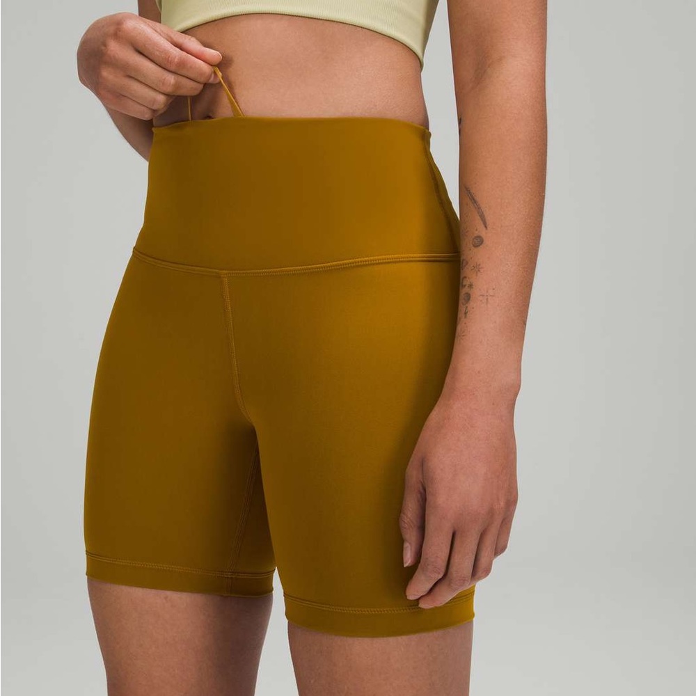 lululemon High Rise Wunder Train 6” Inseam Bike Shorts NWT Size 8 Gold Spice
